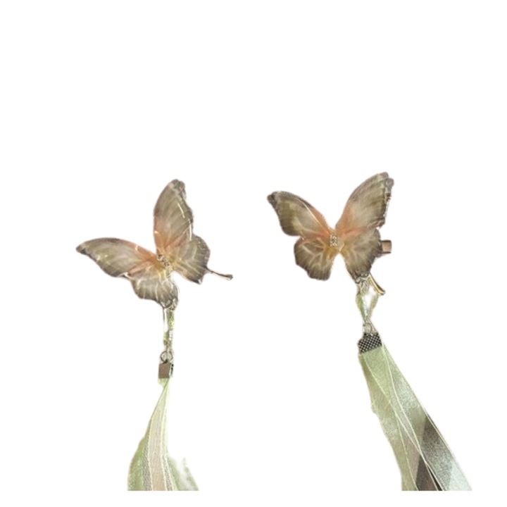 Hajcsat, pillangós bojt szalag, hajcsat, zöld