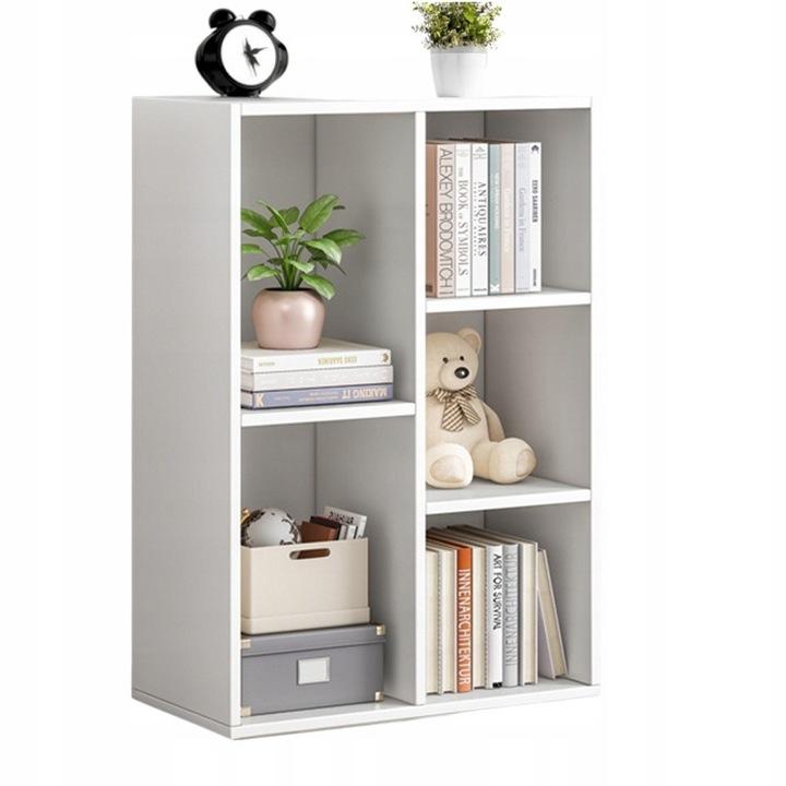 Álló könyvespolc fehér nagy álló komód loft skandináv 5 polcok BADU
