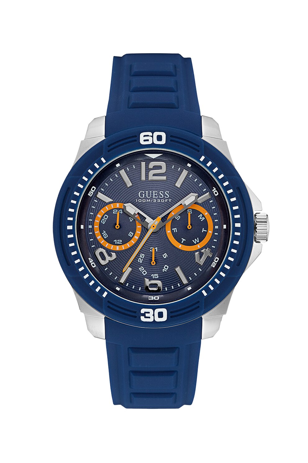 Guess, Ceas cu functii multiple si curea de silicon Tread, Albastru