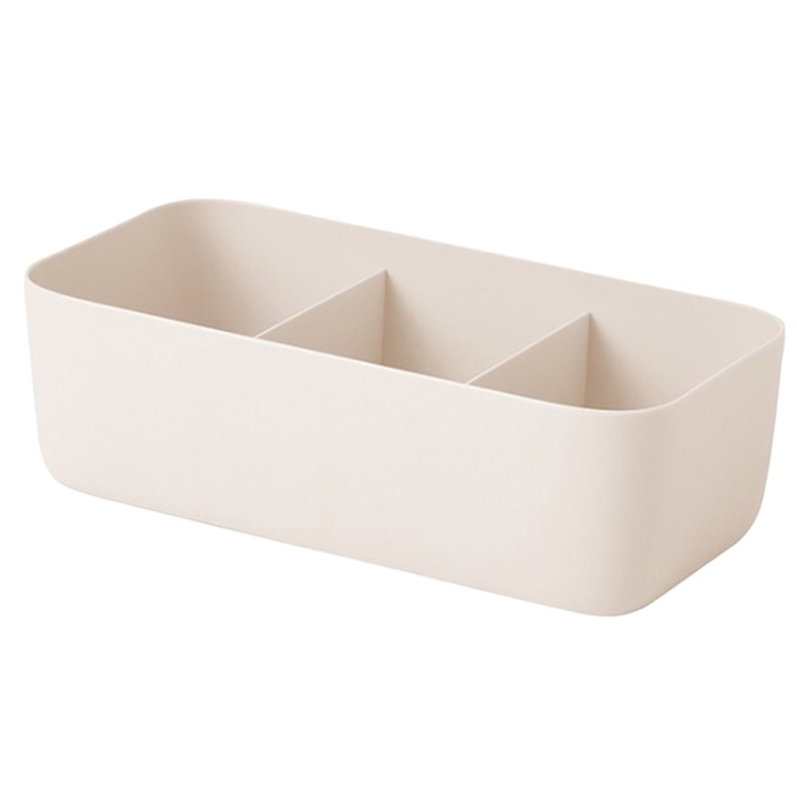 Cutie de depozitare pentru sosete bej, organizator de lenjerie de corp stivuit din plastic pentru dormitorul de acasa