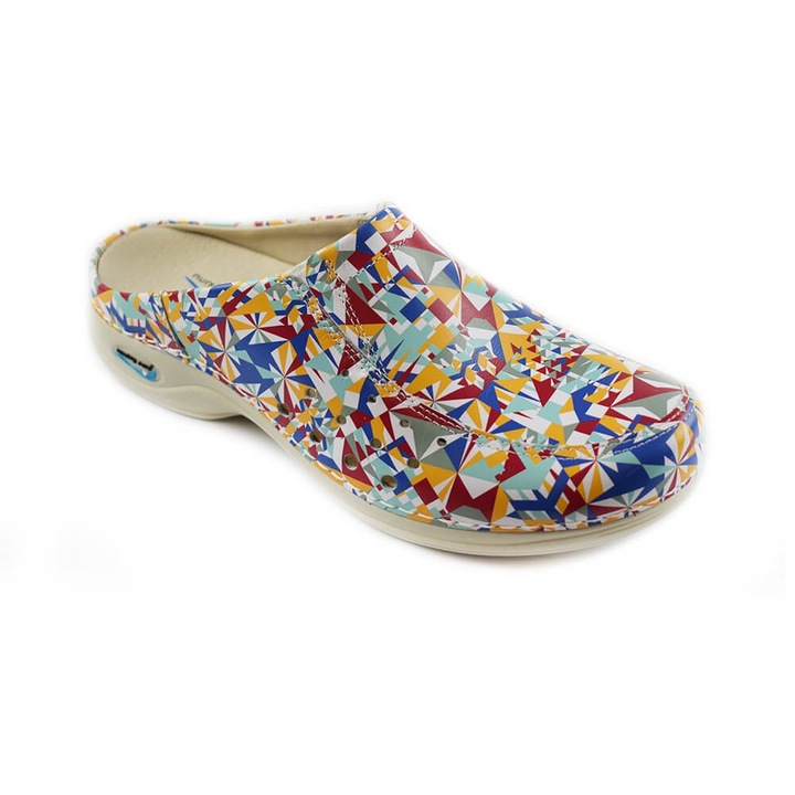 Saboti medicali, ortopedici, Nursingcare Wash'Go Berlin, Triunghiuri colorate, Multicolor, 36