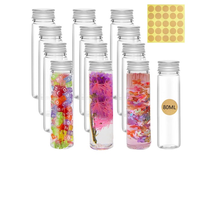 Комплект от 12 контейнера с капак GZGXKJ, 15 х 3,3 см, самозалепващи се, подходящи за цветя, сладкиши, течности