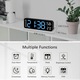 Ceas Digital de Perete cu Led, SINBINTA, Ceas de Masa Digital cu Afisaj LED Albastru, Ecran mare de 10 inchi, 4 niveluri de lumina reglabile, Cu temperatura, umiditate, calendar, 2 setari de alarma, ABS, 22.8x3.5x7.5cm, Negru