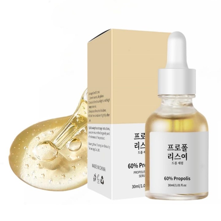 Világosító szérum propolisszal és niacinamiddal, SINBINTA, Szérum az arcbőr foltjainak csökkentésére, 30ml, Világosít és tonizál, Öregedésgátló, Hidratálja és táplálja a bőrt, Hiperpigmentált bőrre, Minden bőrtípusra alkalmas
