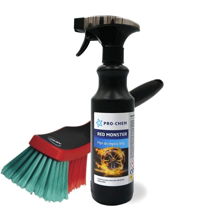 Комплект за почистване на джанти - Червено чудовище 500мл + Професионална червена четка Pro-Chem