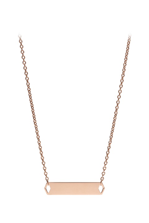 Fossil, Colier cu placuta de identificare, Auriu rose