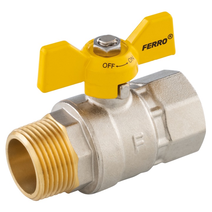 Robinet cu bila pentru gaz 3/4" FI-FE, tip G18 - cu fluture
