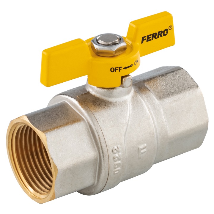 Robinet cu bila pentru gaz 3/4" FI-FI, tip G18 – cu fluture