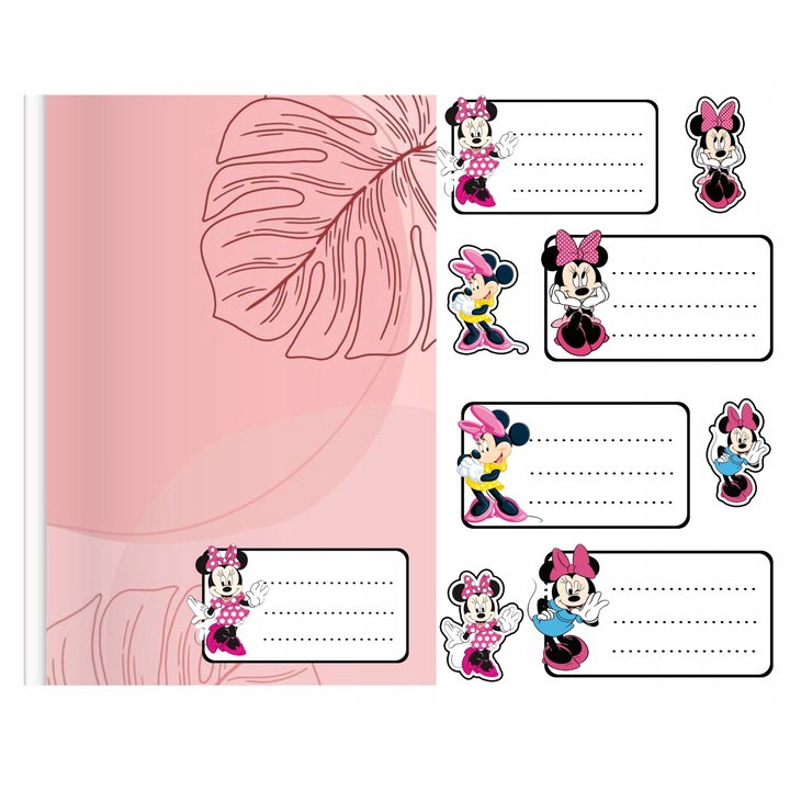 Комплект от 8 стикера за тетрадка, World Case, различни дизайни на Мини Маус, 10x12 см, многоцветни