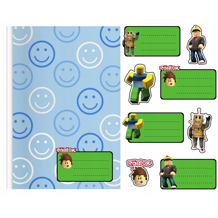 Комплект от 8 стикера за тефтер, World Case, модели на Roblox, 10x12 см, многоцветни