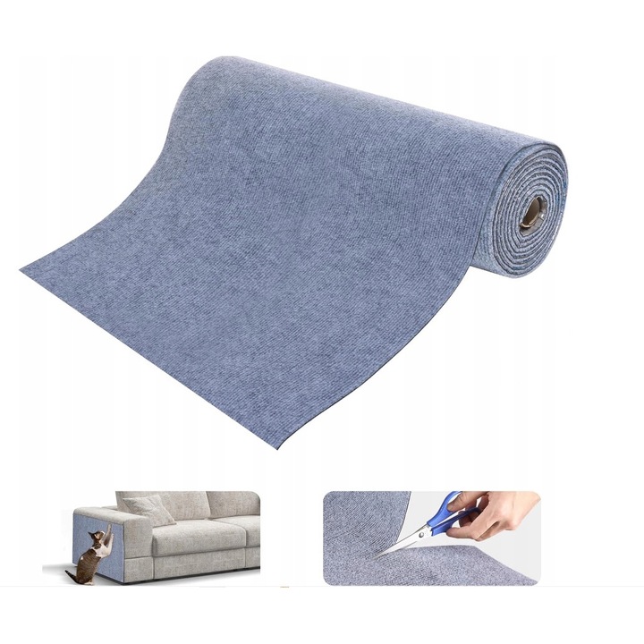 Covor de zgariat pentru pisici, XGETOP®, 200x40cm, autocolant, protectie mobilier, Gri deschis