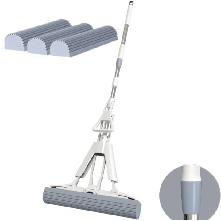 Моп 35CM домакински почистващ моп свободни ръце моп за под абсорбиращ памучен моп трислойна гъба моп