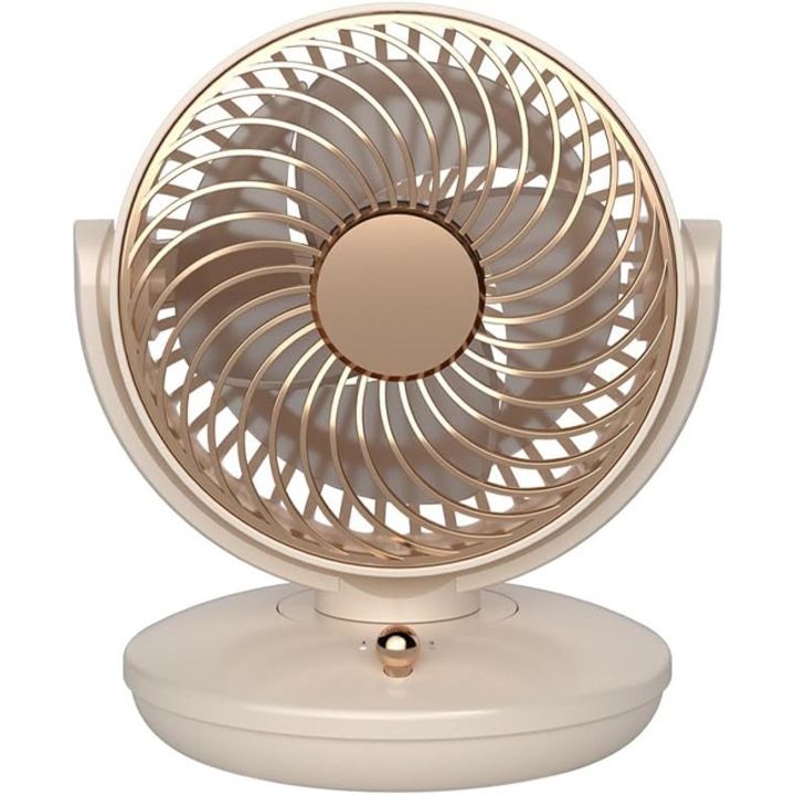 Вентилатор, малко персонално бюро USB мини акумулаторен осцилиращ електрически вентилатор, 3 скорости, USB, 2000 Ah батерия, безшумен преносим електрически вентилатор за дома, офиса, колата, пътуване на открито, бял