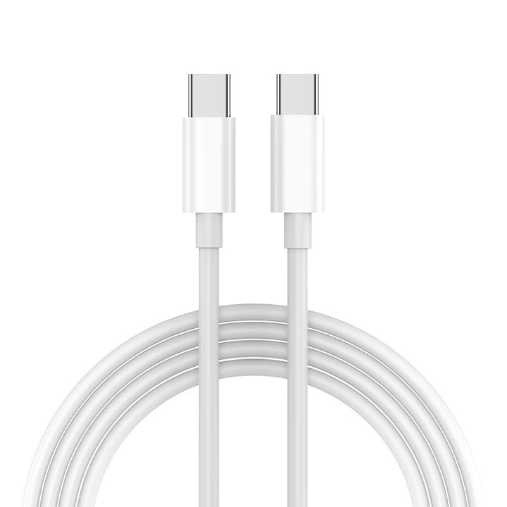 USB Type C кабел, PD 20W, USB-C към USB-C, бързо зареждане, 2 м, бял