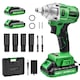 Masina de insurubat cu impact & gaurit si insurubat, 2 in 1, Shawty®, S0048B, Motor fara perii, 20 V, 2000mAh, 320 Nm, 2400 RPM, 2 trepte viteza, 2 acumulatori, 6 accesorii, 1/2" si 1/4" mandrina, Negru/Verde