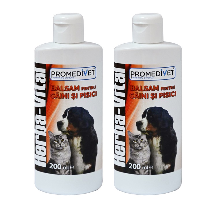Pachet Balsam Herba Vital recomandat pentru intretinerea si igienizarea blanii la Caini si Pisici. Cu proprietati hidratante si nutritive pentru epiderma si firul de par. Creste rezistenta firului de par, blana devine supla si mai usor de pieptanat, 400ml