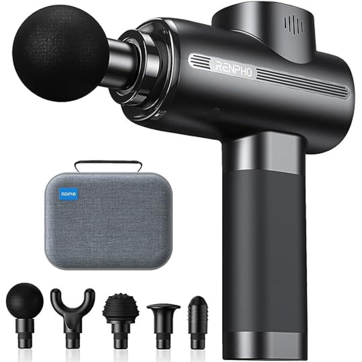 Пистолет за масаж, RENPHO Massage Gun R-C003, до 3200 оборота в минута, масажор с USB-C порт за зареждане за мускулна релаксация, перфектният подарък за семейството, черен