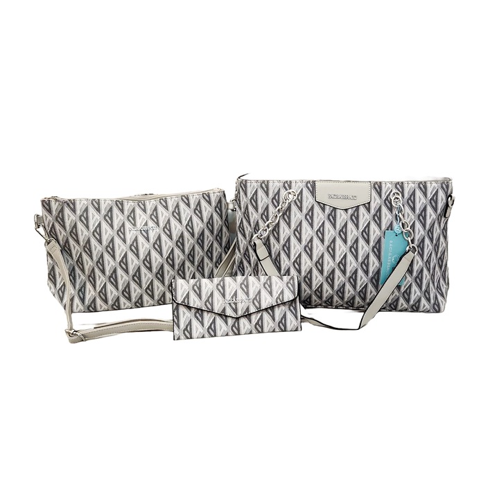 Set 3 Geanta de mana umar, Din piele sintetica, Modele diferite pentru nevoi diferite, Capacitate mare pentru depozitare usoara, Dimensiuni multiple, Gri