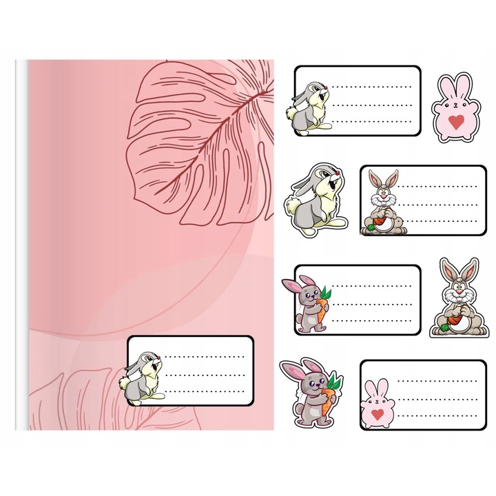 Комплект от 8 стикера за тефтер, World Case, шарки на зайци, 10x12 см, многоцветни