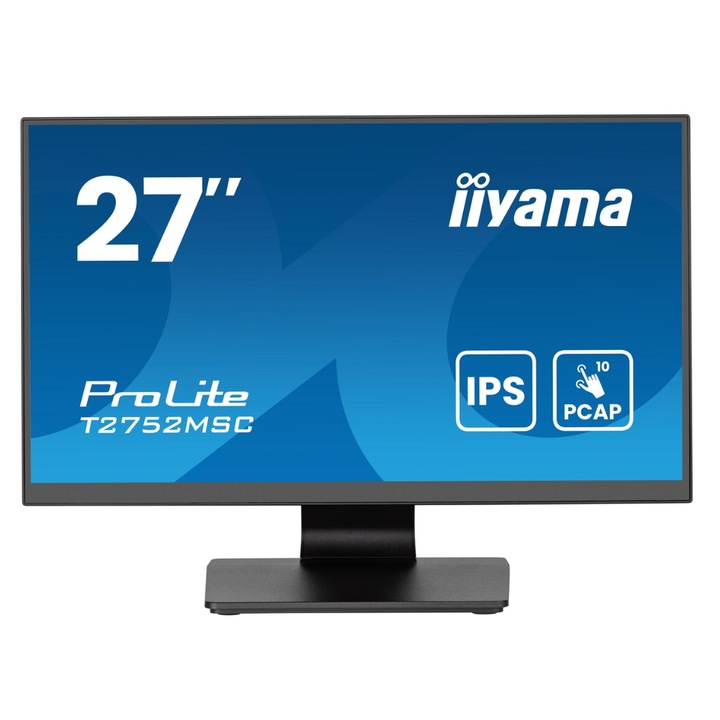 Monitor IPS LED IIyama 27" T2752MSC-B1AG, Full HD 1920 x 1080, HDMI, DisplayPort, hangszórók, érintőképernyő fekete