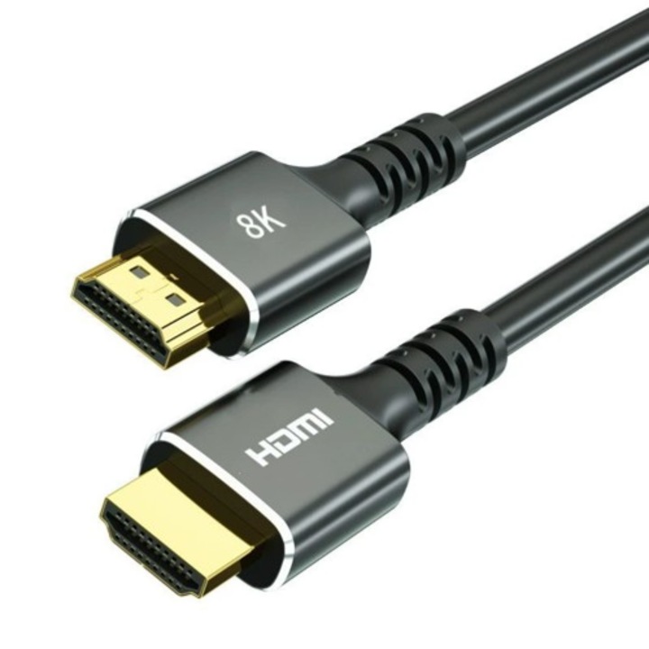 HDMI 2.1 кабел 8K@60Hz & 4K@120Hz, 48Gbps, 24K позлатени конектори, 5m, композитен мед, PVC, мъжки-мъжки тип - VRR и eARC поддръжка