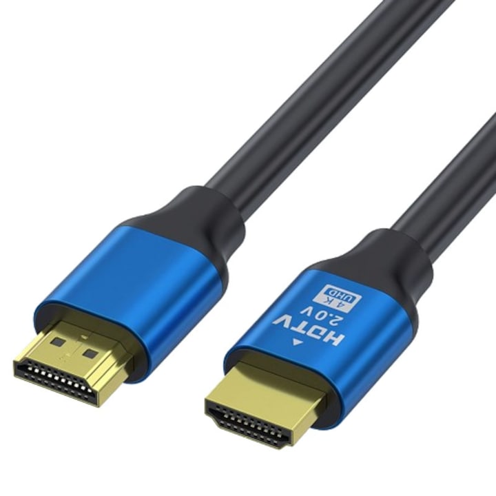 HDMI 2.0 kábel 4K@60Hz Ethernettel, aranyozott csatlakozókkal, 2 m, fekete – HDR támogatás és hangvisszaadási csatorna