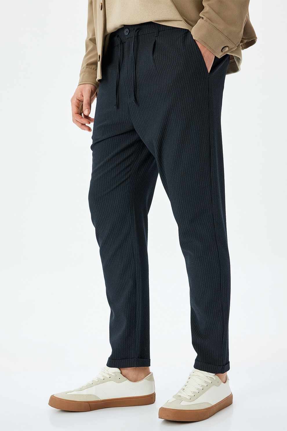 KOTON, Pantaloni cu snur, Albastru ultramarin, 38