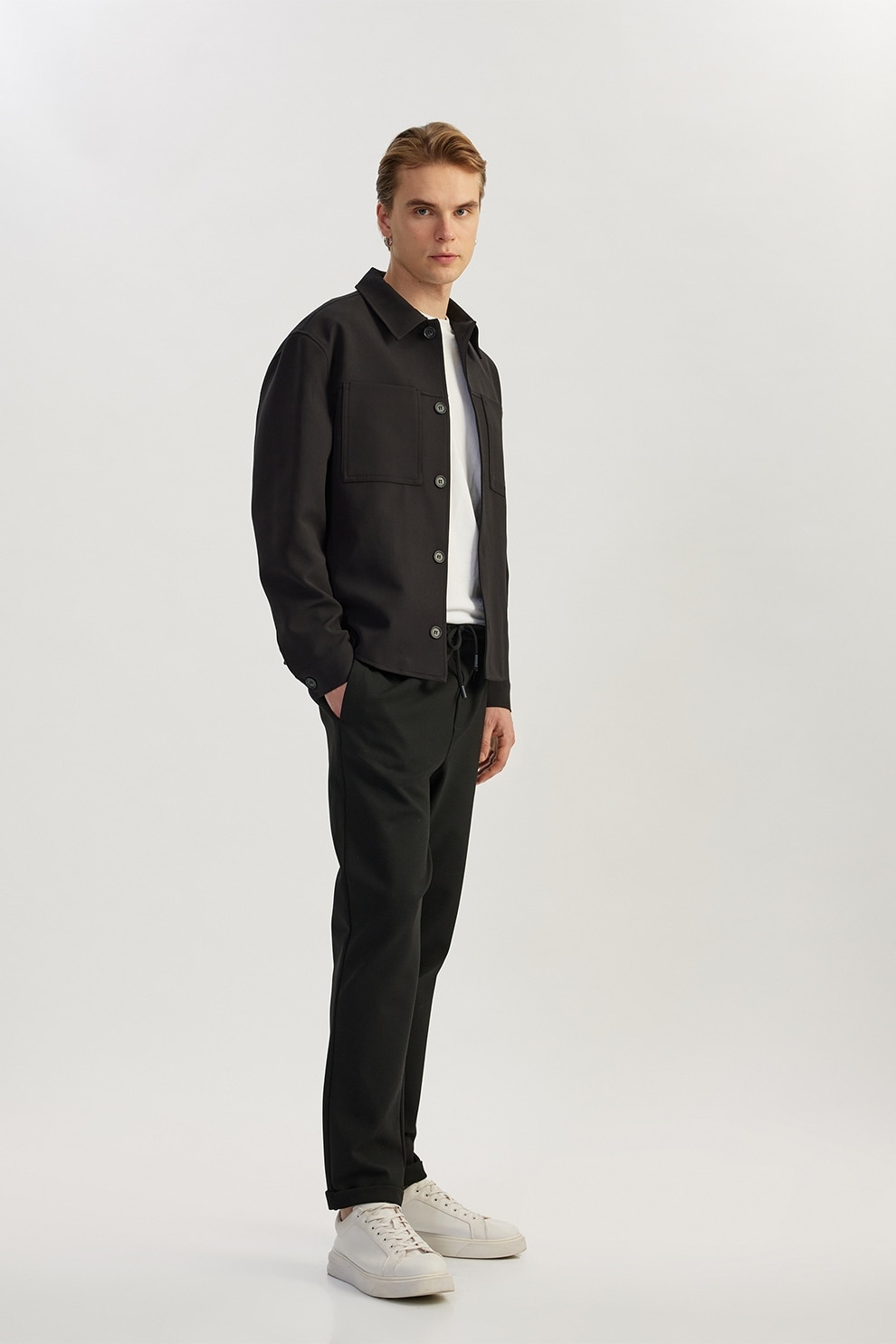 KOTON, Pantaloni de trening cu snur in talie, Negru, 48