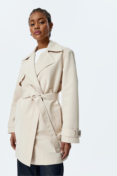 KOTON, Trenci scurt cu cordon in talie, Bej deschis, M