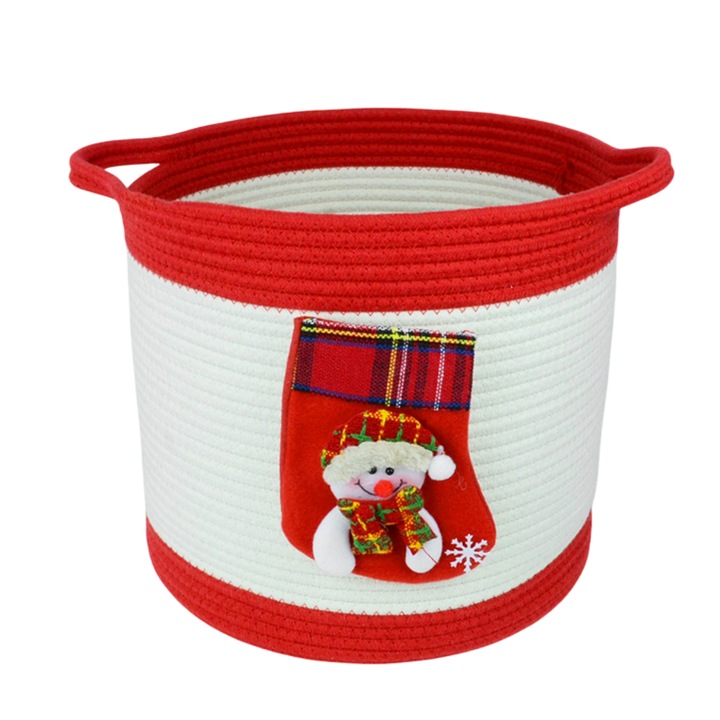 Кошница за съхранение за Коледа, Enforose, червена и бяла, 27x27x6.5cm, комплект 1 бр