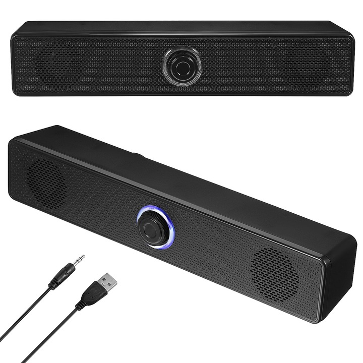Boxa soundbar crem compacta 31.5x5.6x5.6cm pentru computer si acasa