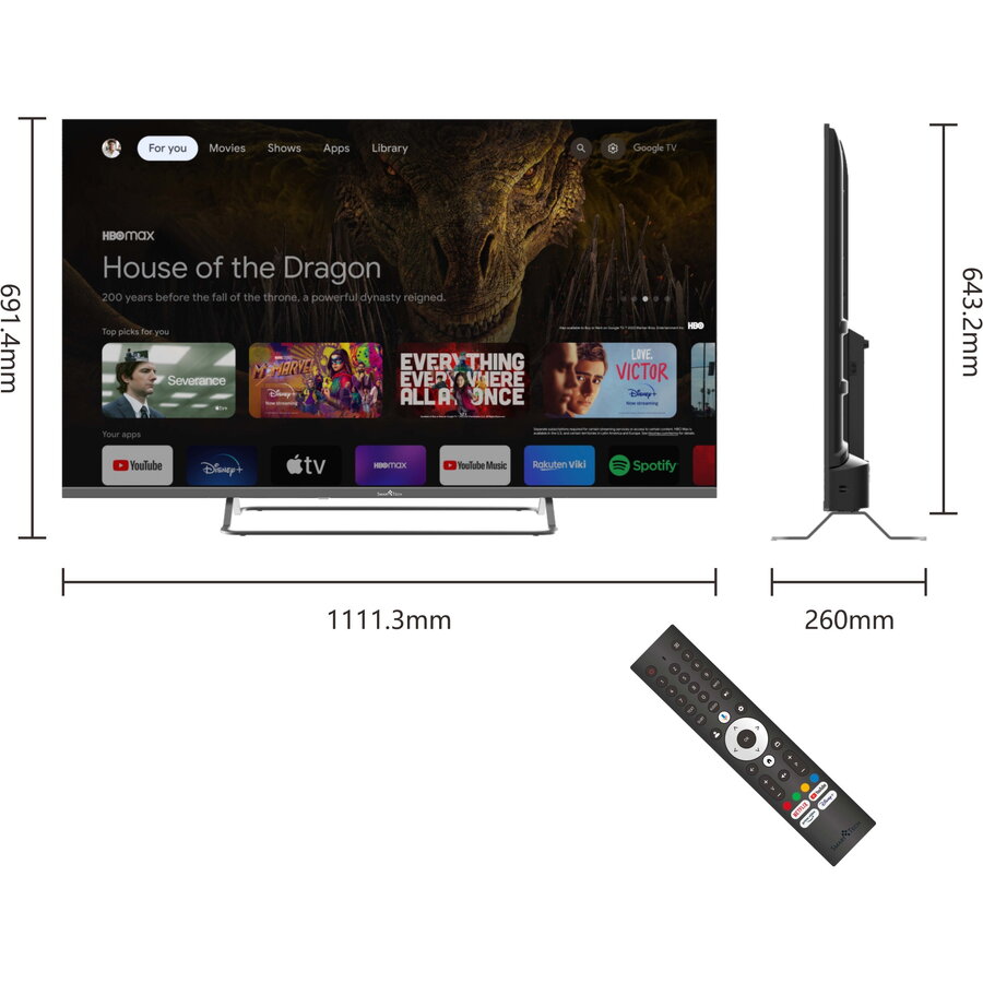 Televizor SmartTech 50UG02V, 126 cm, Google TV, 4K Ultra HD, Clasa E