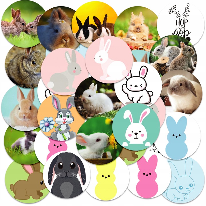 Комплект 23 декоративни стикера World Case различни модели със зайчета за тетрадки 4см
