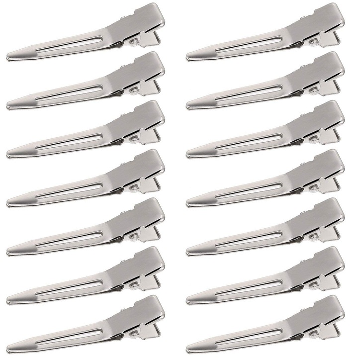 Clips metalice pentru par, 1.75 inch, set 50 bucati, argintii, pentru extensii par