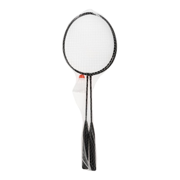 Set de 2 Palete Badminghton din Metal si Fluturas, 60 cm, Negru, Dalimag
