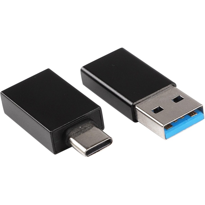 Set 2 Adaptoare Conversie Q-link USB 3.0 la USB Type-C / USB Type-C la USB 3.0, Negru