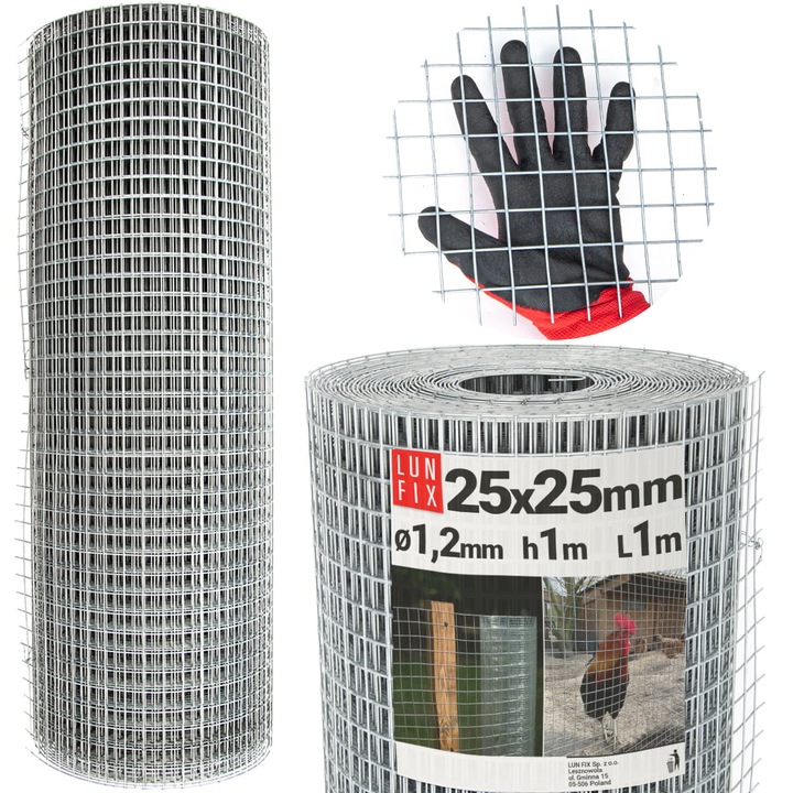 Plasa de reproductie Lun Fix, 100cm 25x25 fi 1.2mm sudata zincata 1m