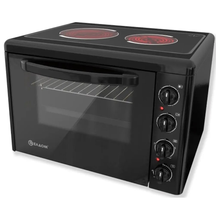 Aragaz, Eldom, 203VFB, 2xplite electrice, 38l, Negru/Argintiu
