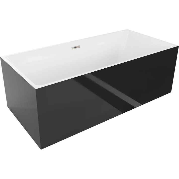 Mexen Nita cada freestanding 170 x 80 cm, alb/ negru, evacuare nichel periat - 52091708075-97