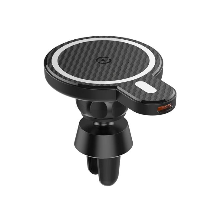 Suport Auto MagDrive Pro cu Incarcare de Tip MagSafe, 15W, Fixare Sigura, Incarcare Rapida, Reglabil, Usor de Instalat, Usor de Utilizat, Confort, Vizibilitate Perfecta, Prindere in grila, Negru