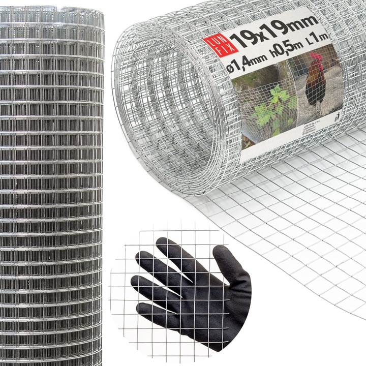Plasa de reproducție Lun Fix, galvanizată, 1m, 50cm, 19x19mm, fi 1.4mm