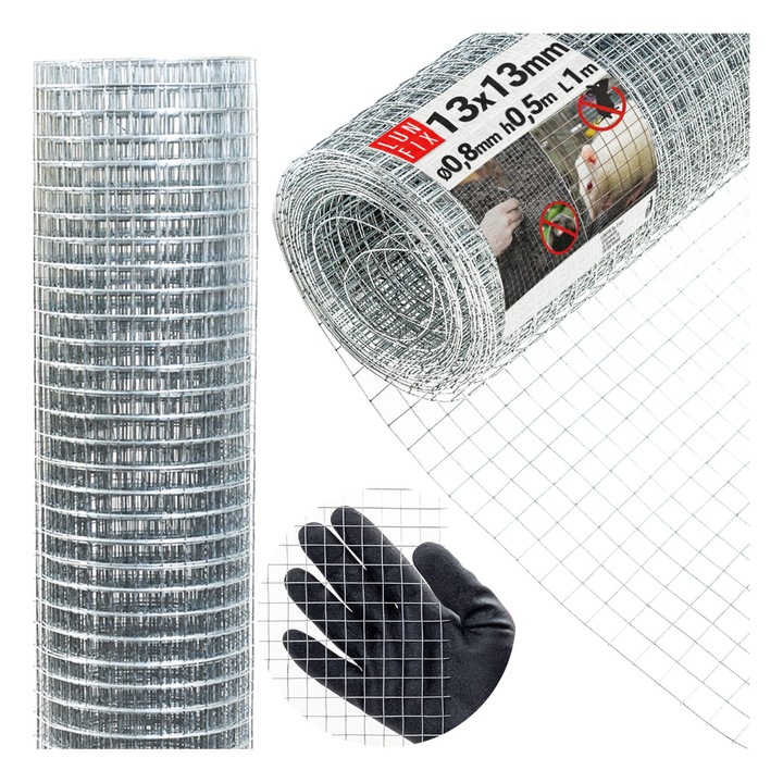 Plasa antirozatoare Lun Fix, 50cm 13x13 fi 0.8 sudata zincata 1m