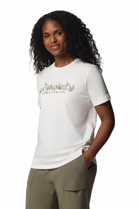 Columbia, Tricou din bumbac cu imprimeu grafic Boundless, Alb/Alb fildes/Verde sparanghel