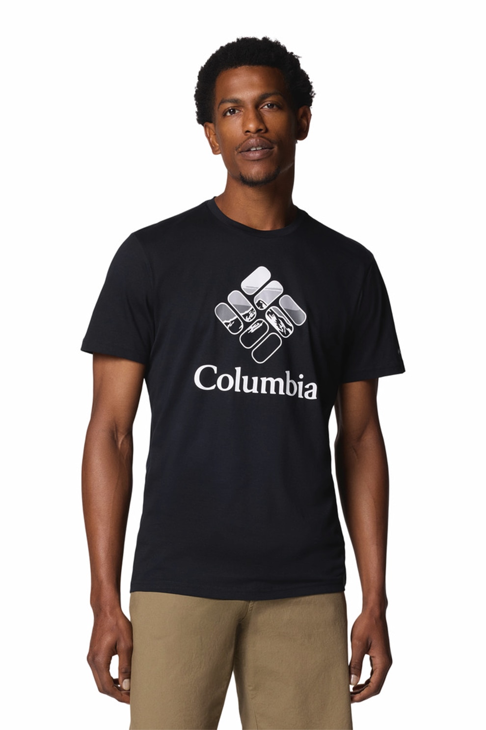 Columbia, Tricou de bumbac organic Rapid Ridge, Alb, Negru, S