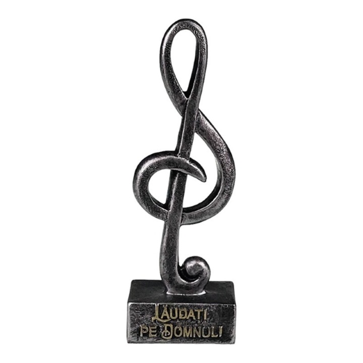 Decoratiune din rasina in forma de cheia Sol cu citat religios.6x18 cm