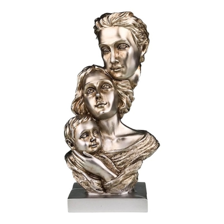 Statueta din rasina reprezentand o familie: mama, tatal, copilul.18x33 cm m1