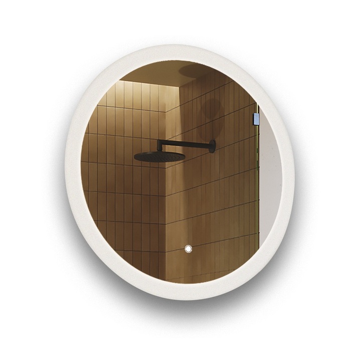 Oglinda baie cu iluminare LED Artforma, rotunda, 60x60cm, grosime 4mm, montare suspendata