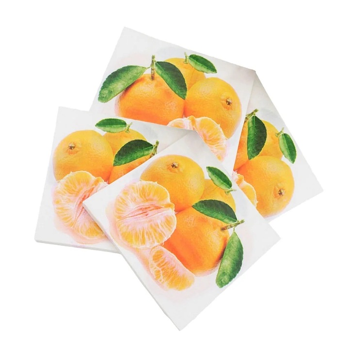 Set 4 Pachete Prosoape de Hartie cu Imprimare Fructe, Servetele de Partid, Multicolor, 33x33cm