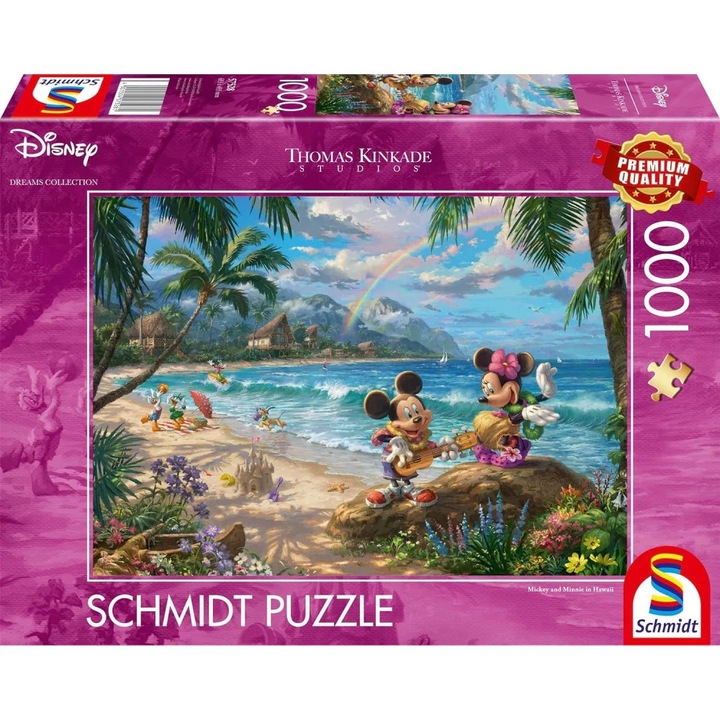 Пъзел Schmidt, Thomas Kinkade, Disney, Мини и Мики в Хавай, 1000 броя, Многоцветен