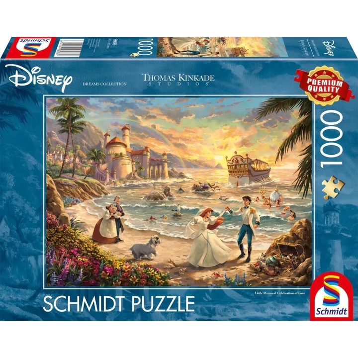 Пъзел Schmidt, Thomas Kinkade, Disney, Малката русалка Празник на любовта, 1000 броя, Многоцветен